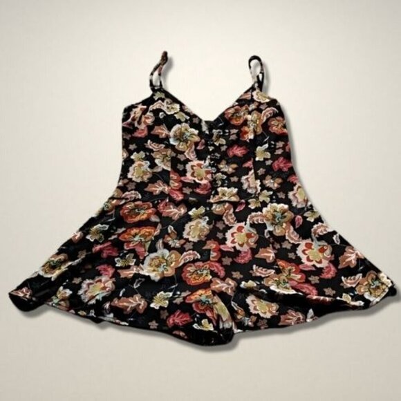 Rokoko Romper Adjustable Spaghetti Straps Front Button Floral Multicolor W M NWT - Picture 1 of 11